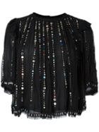 Isabel Marant Sequin Embroidered Blouse, Women's, Size: 38, Black, Silk/acrylic