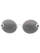 Christopher Kane Eyewear Pearl Embellished Round Sunglasses - White