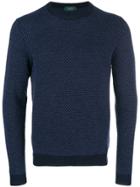 Zanone Spotted Knit Sweater - Blue