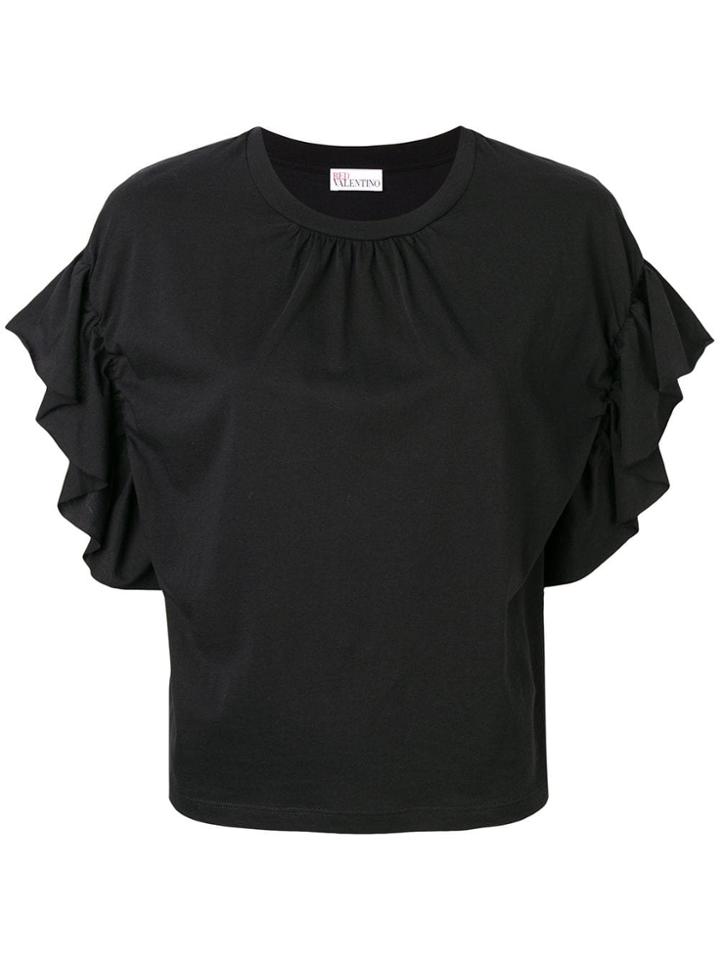 Red Valentino Short-sleeve Ruffled Blouse - Black