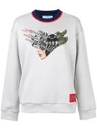 Prada Printed Sweatshirt, Women's, Size: Medium, Grey, Cotton/polyamide