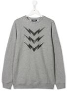 Neil Barrett Kids Teen Lightning Print Sweatshirt - Grey
