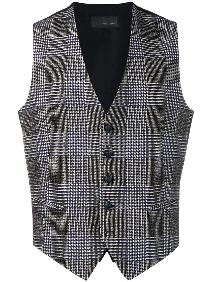 Tagliatore Glen Plaid Waistcoat - Black