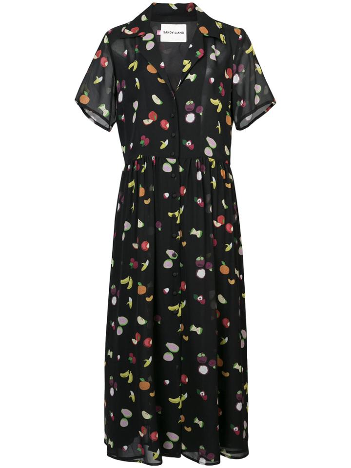 Sandy Liang Fruit Printed Dress - Black