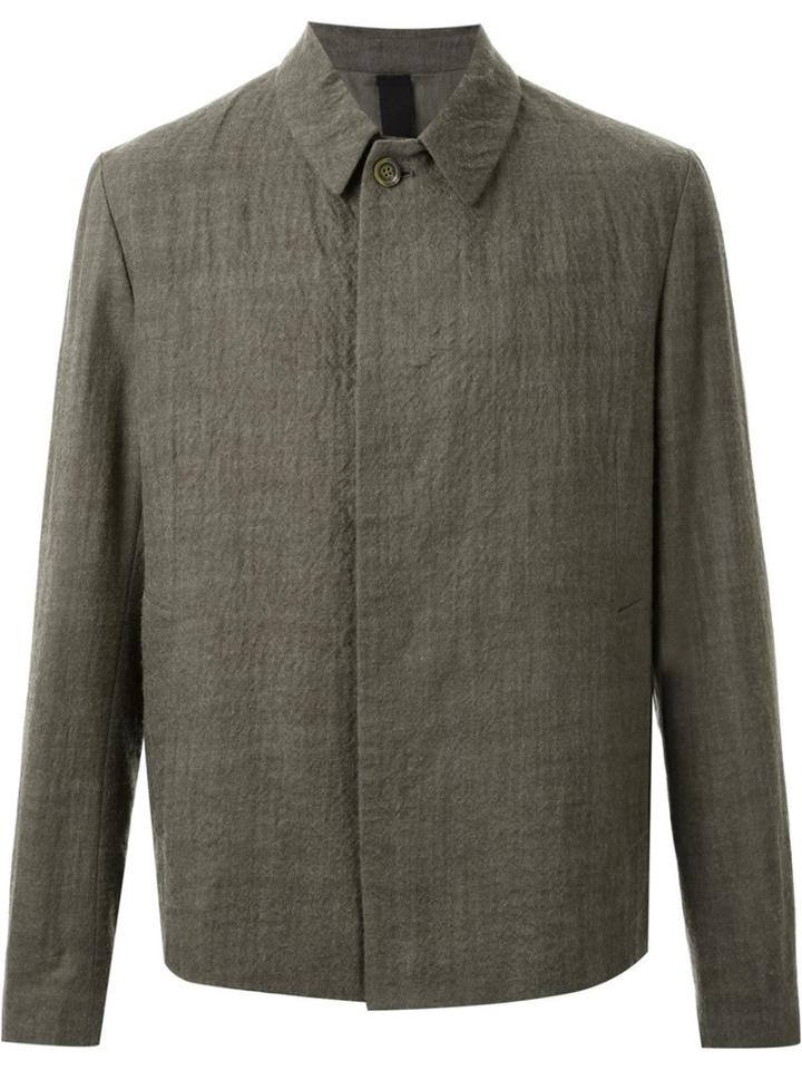 Forme D'expression Crinkled Effect Boxy Fit Jacket, Men's, Size: 50, Grey, Cotton/acetate/viscose/wool