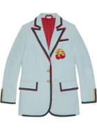 Gucci Denim Jacket With Cherry Patch - Blue