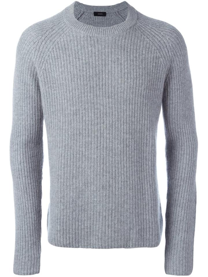 Joseph Ribbed Jumper, Men's, Size: Large, Grey, Cashmere