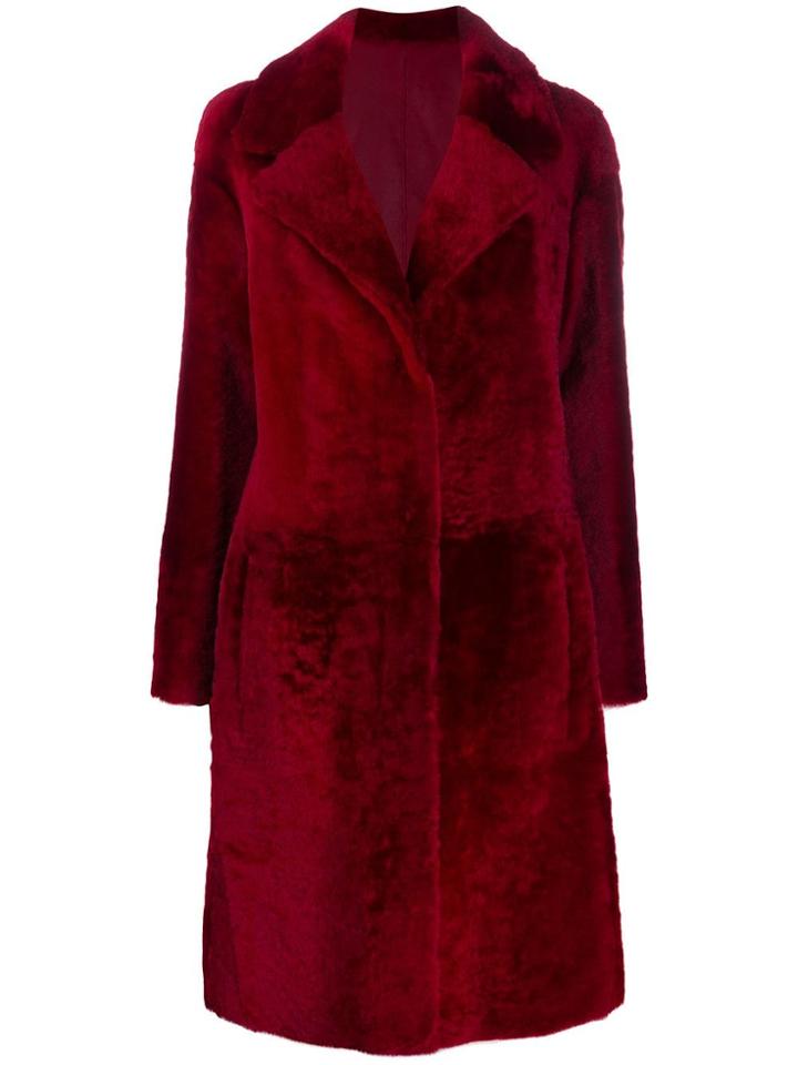 Drome Single-breasted Shearling Jacket - Red