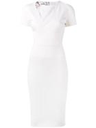Victoria Beckham Fitted Shoulder Buckle Dress - White