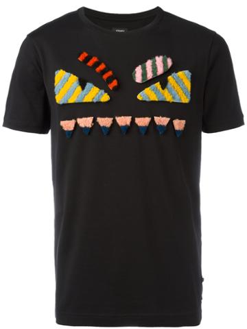 Fendi Bags Bug Motif T-shirt, Men's, Size: 52, Black, Cotton/lamb Fur