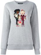 Dolce & Gabbana Power Women Embroidered Jumper, Women's, Size: 42, Grey, Cotton/polyester/spandex/elastane/viscose