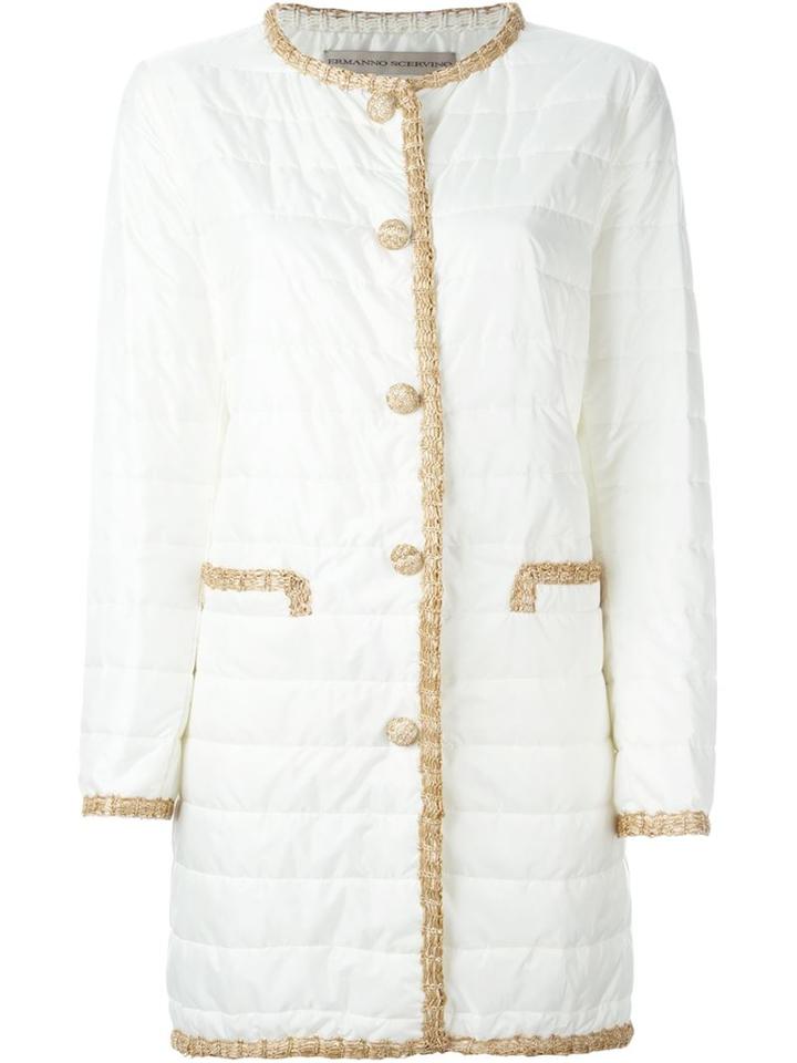 Ermanno Scervino Padded Coat, Women's, Size: 46, White, Polyester/viscose/cotton