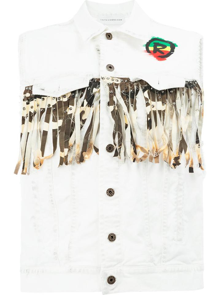 Faith Connexion - Logo Sleeveless Denim Jacket - Women - Cotton - Xs, Women's, White, Cotton