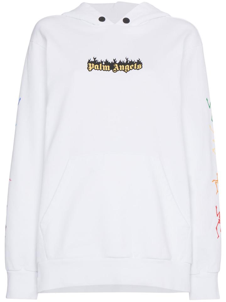 Palm Angels Oversized Logo Hoodie - White