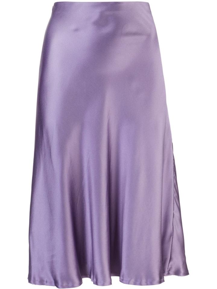 Nili Lotan Silk Midi Skirt - Purple