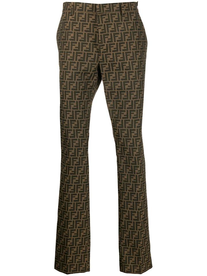 Fendi Monogram Tailored Trousers - Brown