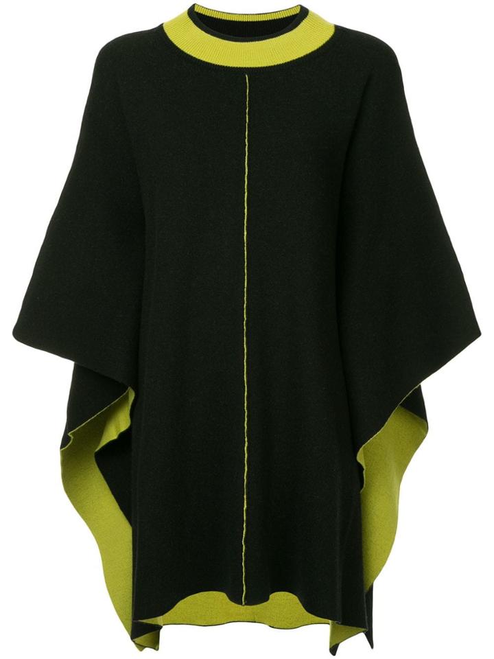 Caban Midi Knit Cape - Black