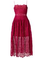 Self-portrait Crocheted Bodice Dress - Red