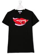 Msgm Kids Lips Logo T-shirt - Black