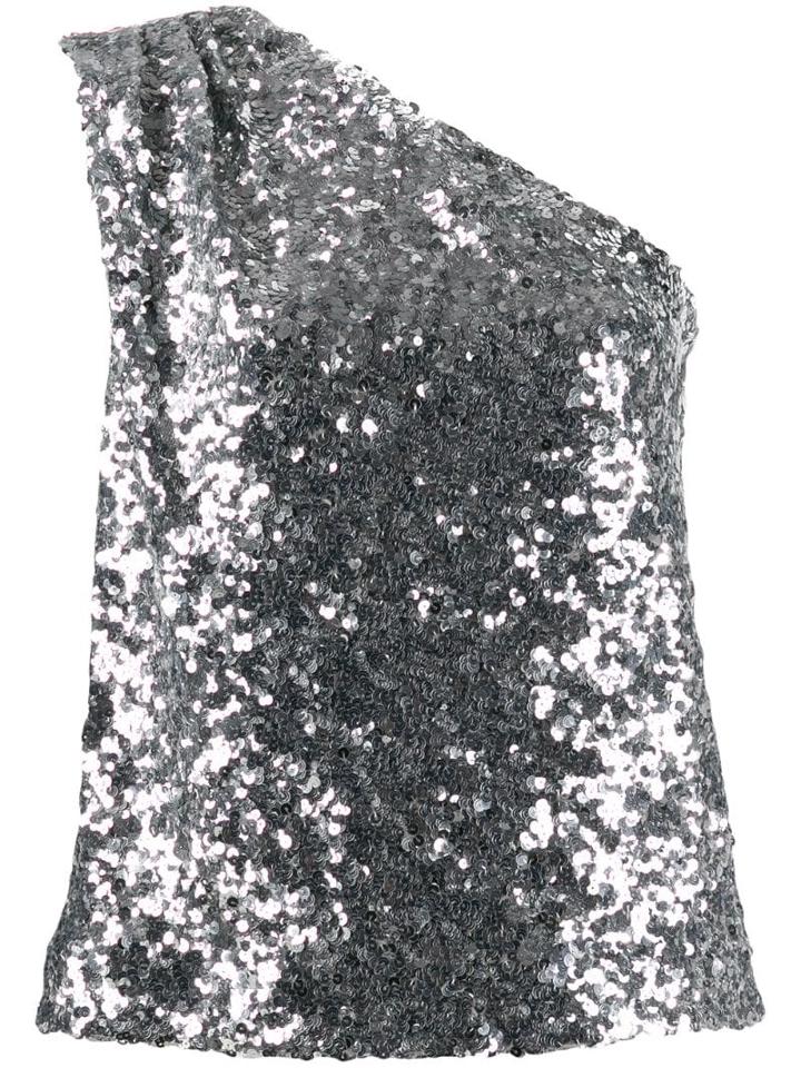 Halpern Off-the-shoulder Sequin Top - Metallic