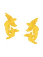 Olgafacesrok Double Bird Earrings - Yellow & Orange