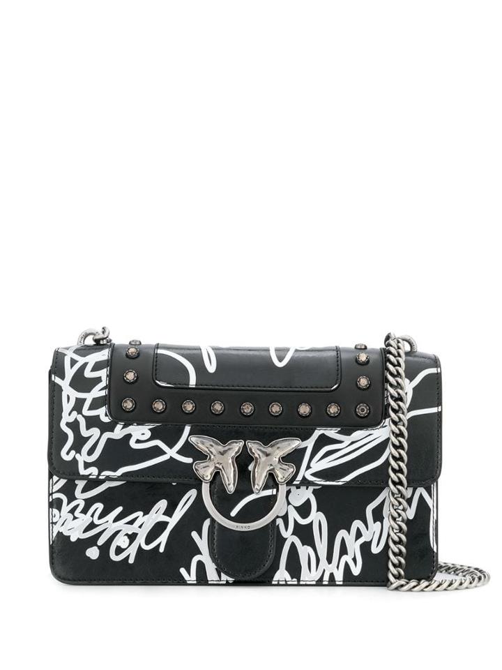 Pinko Graffiti Effect Shoulder Bag - Black