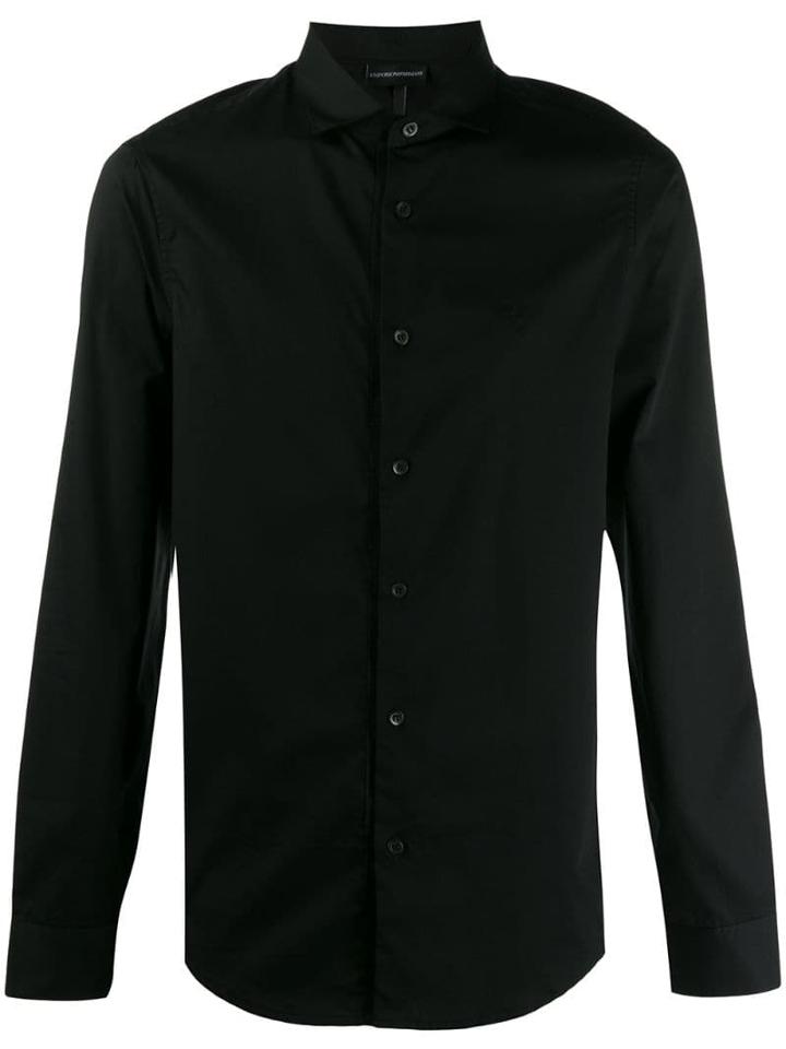 Emporio Armani Long Sleeved Cotton Shirt - Black