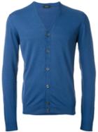 Zanone V-neck Cardigan, Men's, Size: 50, Blue, Cotton