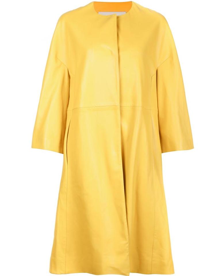 Adam Lippes 'cocoon' Coat, Women's, Size: Large, Yellow/orange, Lamb Skin