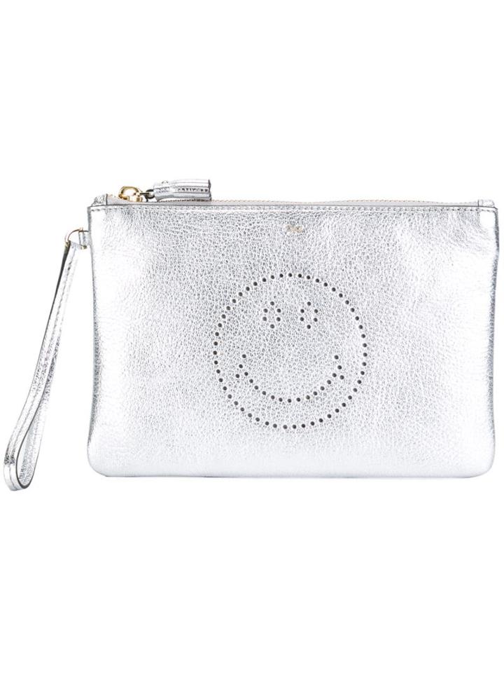 Anya Hindmarch 'smiley' Clutch, Women's, Grey