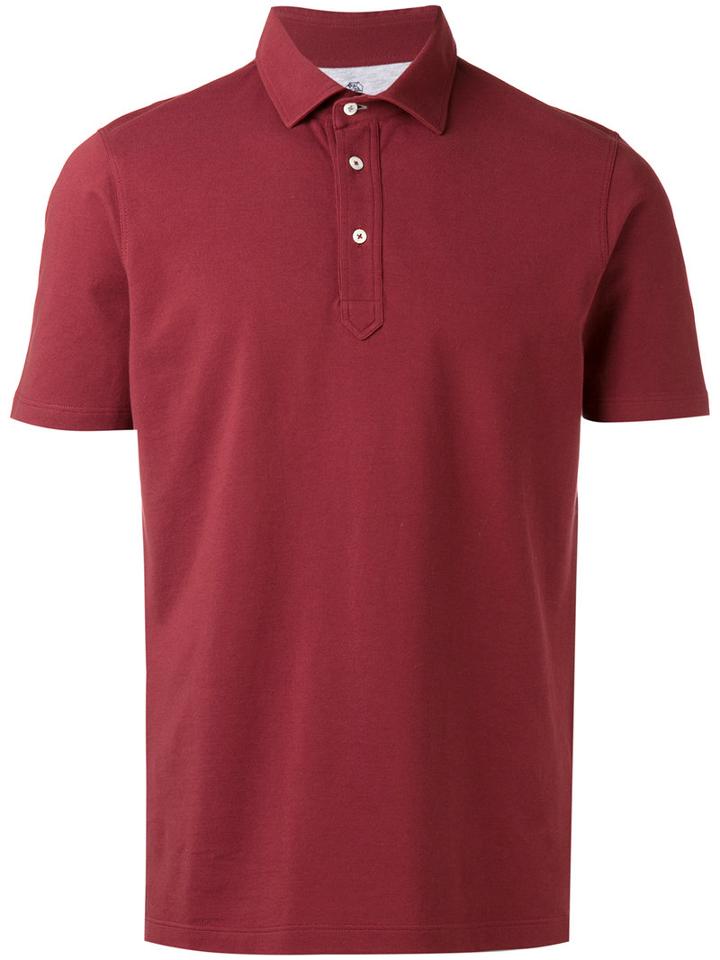 Brunello Cucinelli Short-sleeve Polo Shirt, Men's, Size: Medium, Red, Cotton