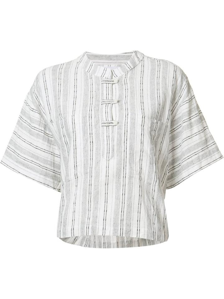 Derek Lam 10 Crosby Striped Shift T-shirt, Women's, Size: Medium, White, Cotton/linen/flax