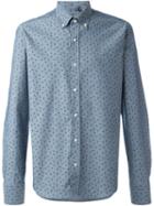 Fay Printed Shirt, Men's, Size: 39, Blue, Cotton