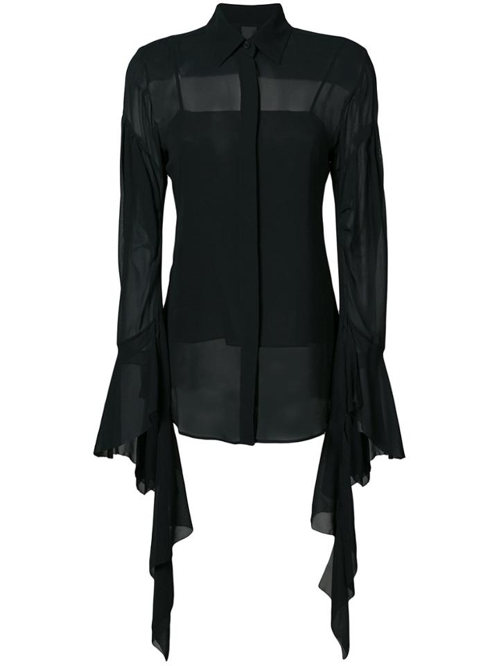 Vera Wang Draped Sleeves Sheer Shirt - Black