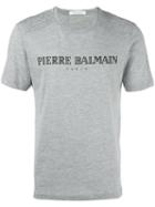 Pierre Balmain Logo Print T-shirt, Men's, Size: 48, Grey, Cotton/polyester