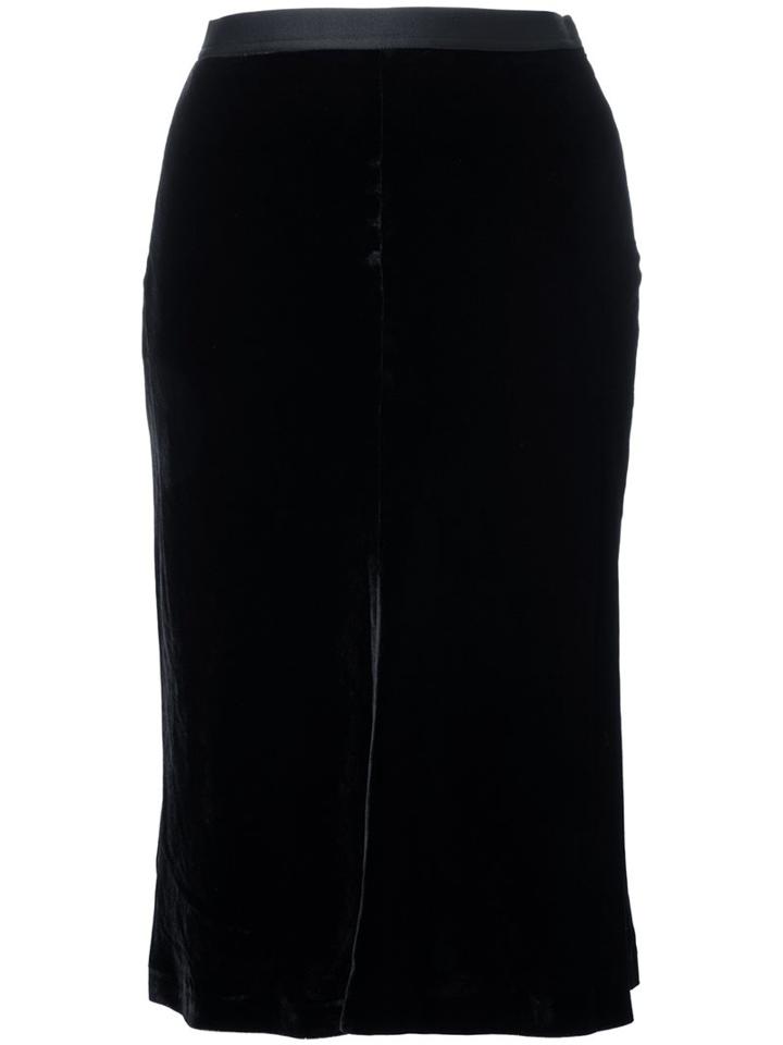 T By Alexander Wang Velvet Midi Skirt, Women's, Size: 6, Black, Silk/rayon