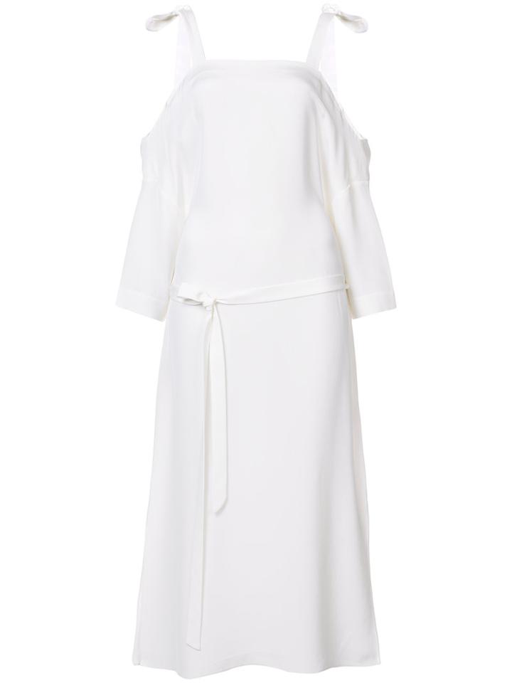Tibi - Cut-out Shoulders Shift Dress - Women - Silk - Xs, White, Silk