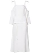 Tibi - Cut-out Shoulders Shift Dress - Women - Silk - Xs, White, Silk