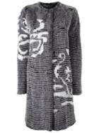 Liska Single Breasted Fur Coat, Women's, Size: 4, Grey, Mercerized Wool/cashmere