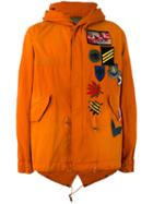 Mr & Mrs Italy Badge Patch Hooded Coat, Men's, Size: Medium, Yellow/orange, Cotton/viscose/polyamide/polyester