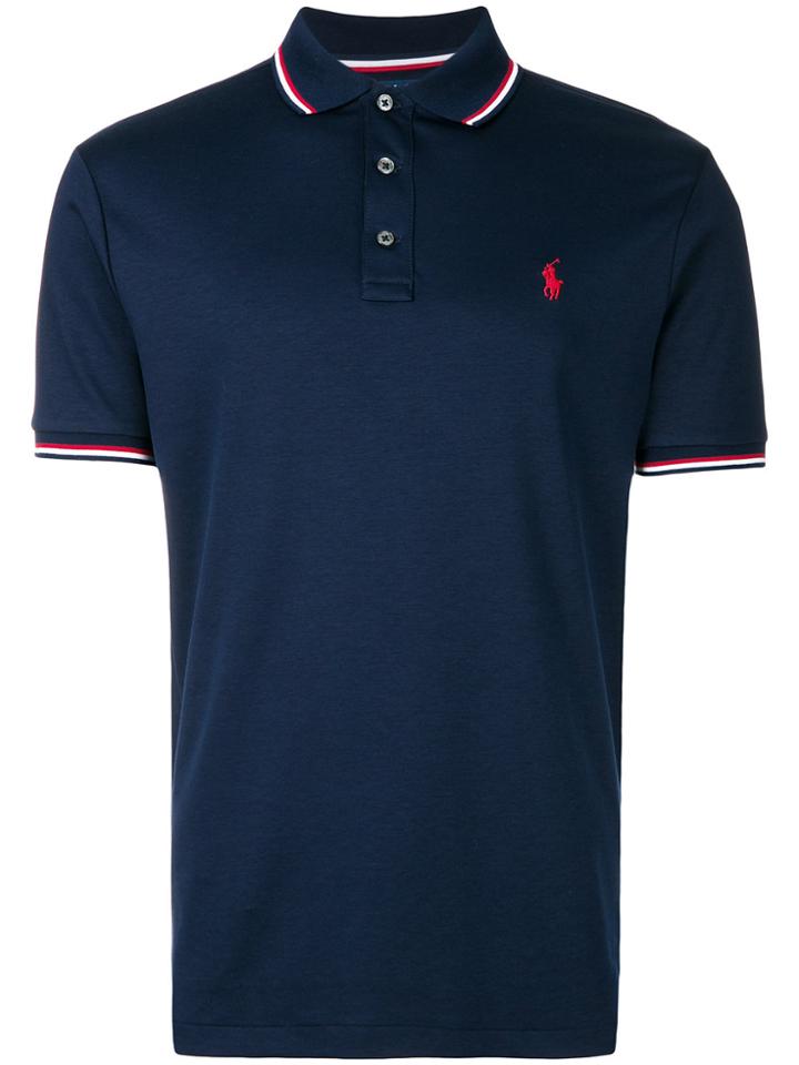 Polo Ralph Lauren Striped Tipped Polo Shirt - Blue