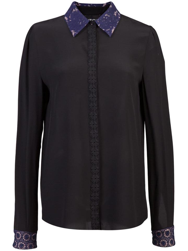 Boutique Moschino Floral Lace Trim Shirt - Black