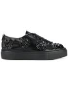 Agl Flower Embellished Platform Sneakers - Black