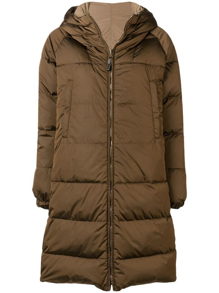 Max Mara Reversible Hooded Down Jacket - Brown