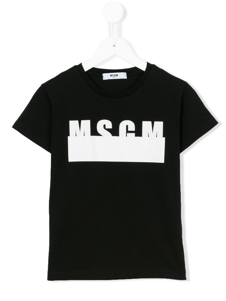 Msgm Kids - Logo Print T-shirt - Kids - Cotton - 8 Yrs, Boy's, Black