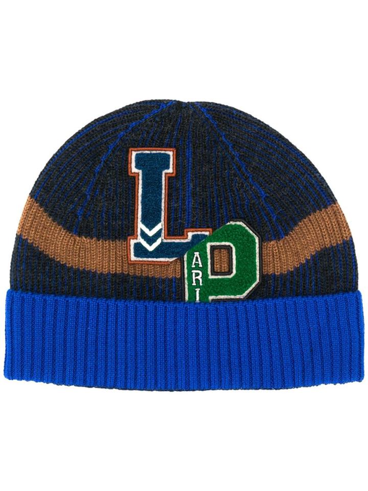 Lanvin Knitted Logo Hat - Blue