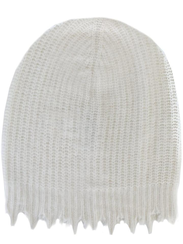 Msgm Distressed Beanie, Men's, White, Polyamide/wool