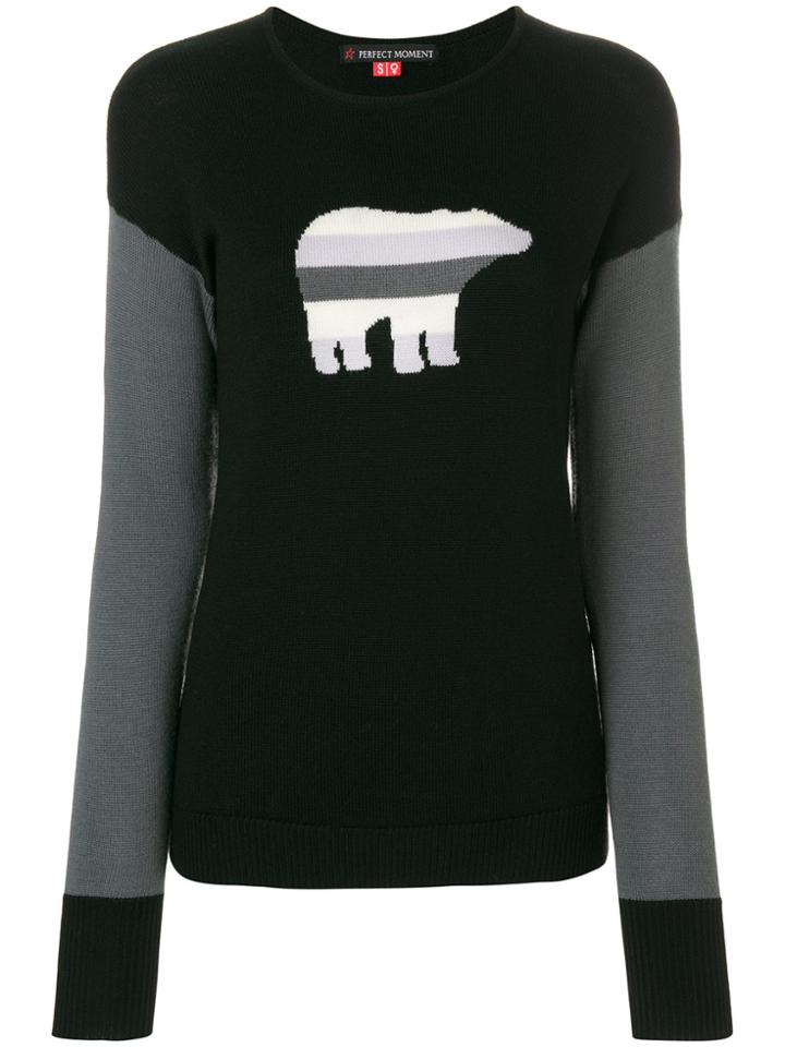 Perfect Moment Bear Crew Neck Sweater - Black