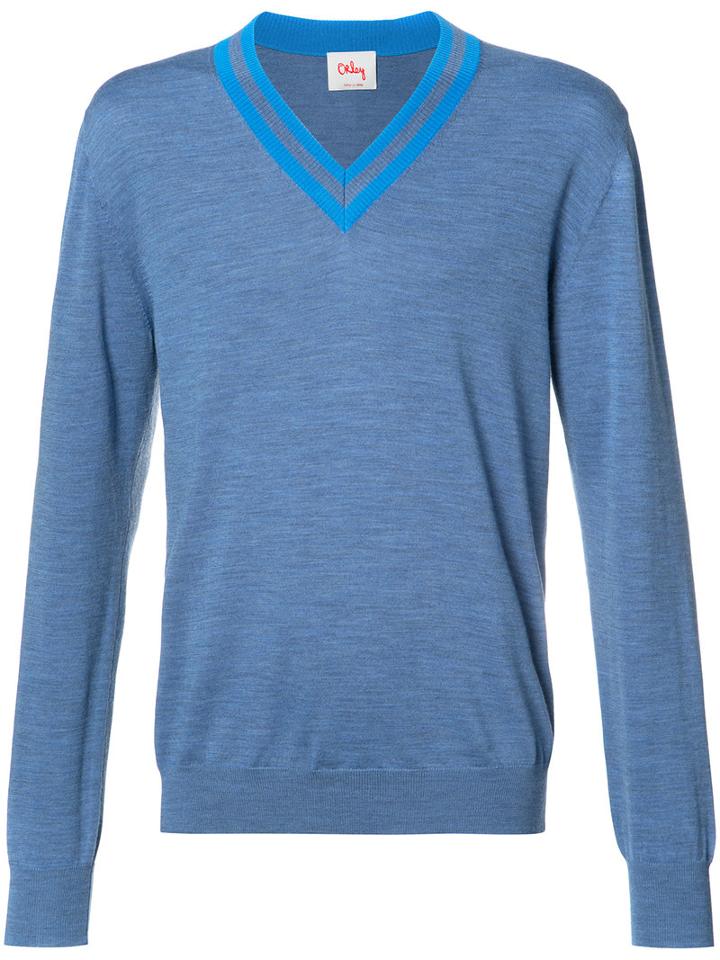 Orley V-neck Cricket Sweater, Men's, Size: Medium, Blue, Merino