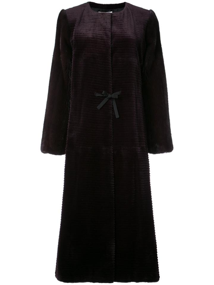 Oscar De La Renta Dyed Grooved Fur Coat - Pink & Purple